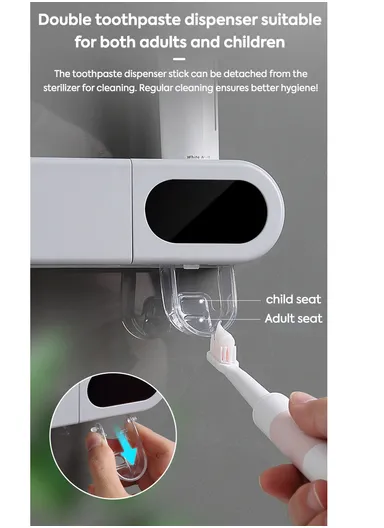 Intelligent Toothbrush Holder with Toothpaste Dispenser, UV + Photocatalyst Sterilization &amp; Long Standby Time YR-555