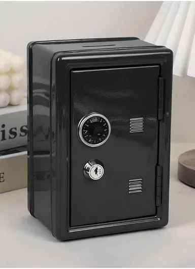 Mini Cash Box with Coin Slot, Small Drawer &amp; Key Lock (W12 × D10 × H18)cm