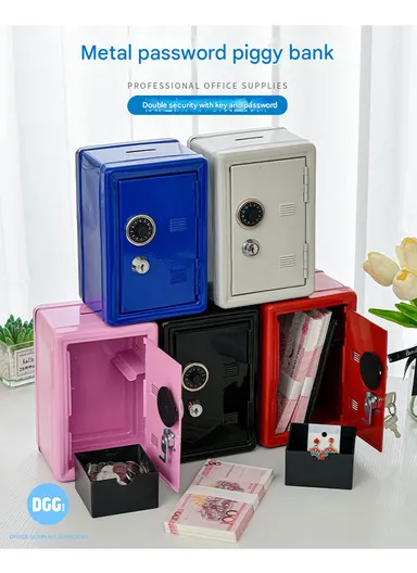 Mini Cash Box with Coin Slot, Small Drawer &amp; Key Lock (W12 × D10 × H18)cm