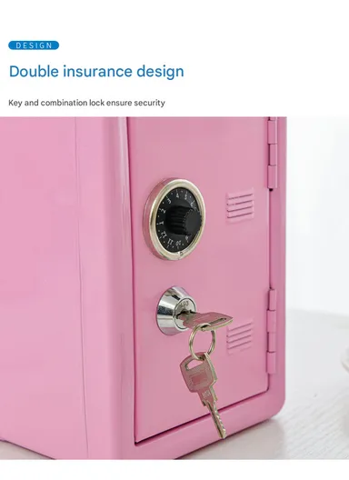 Mini Cash Box with Coin Slot, Small Drawer &amp; Key Lock (W12 × D10 × H18)cm