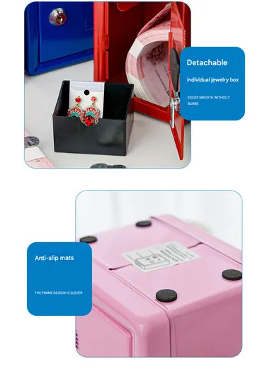 Mini Cash Box with Coin Slot, Small Drawer &amp; Key Lock (W12 × D10 × H18)cm