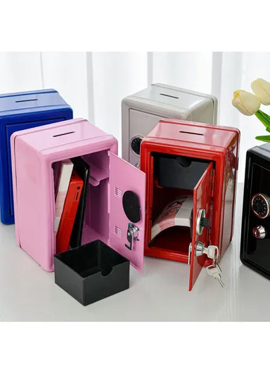 Mini Cash Box with Coin Slot, Small Drawer &amp; Key Lock (W12 × D10 × H18)cm
