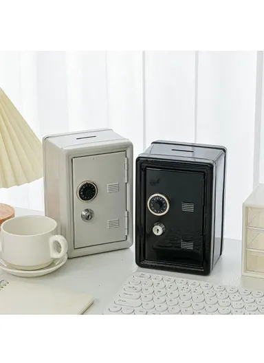 Mini Cash Box with Coin Slot, Small Drawer &amp; Key Lock (W12 × D10 × H18)cm