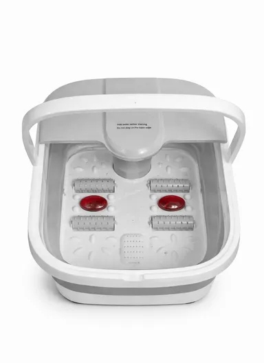 500W Collapsible Electric Foot Bath Massager with Automatic Heating, Bubbles &amp; Magnetic Therapy RF-368Z - Grey