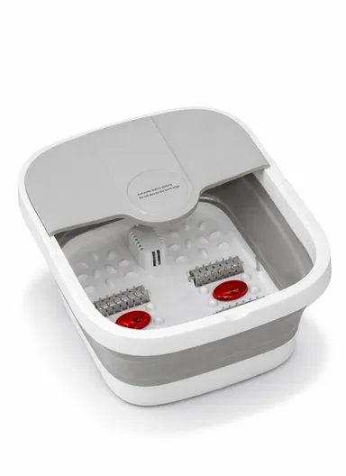500W Collapsible Electric Foot Bath Massager with Automatic Heating, Bubbles &amp; Magnetic Therapy RF-368Z - Grey