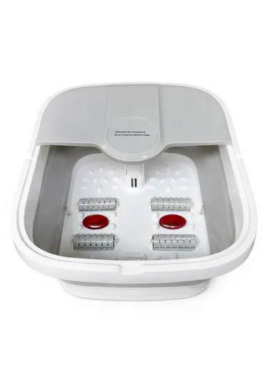 500W Collapsible Electric Foot Bath Massager with Automatic Heating, Bubbles &amp; Magnetic Therapy RF-368Z - Grey