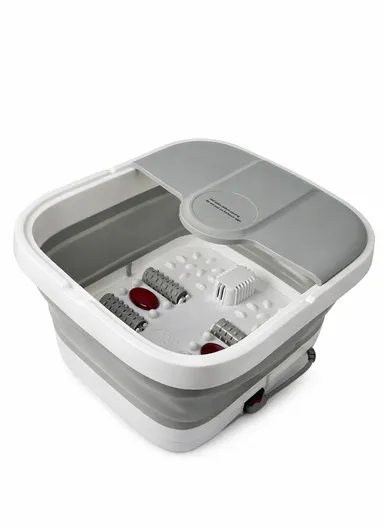 500W Collapsible Electric Foot Bath Massager with Automatic Heating, Bubbles &amp; Magnetic Therapy RF-368Z - Grey