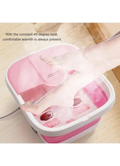 500W Collapsible Electric Foot Bath Massager with Automatic Heating, Bubbles &amp; Magnetic Therapy RF-368Z - Grey