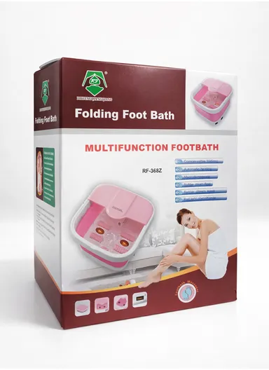 500W Collapsible Electric Foot Bath Massager with Automatic Heating, Bubbles &amp; Magnetic Therapy RF-368Z - Grey