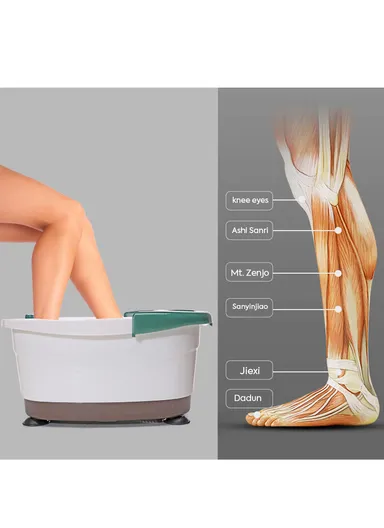 300W Multi-Functional Infrared Footbath Spa Massager with Vibration, Oxygen Bubbles &amp; Magnetic Therapy - Green