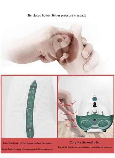 300W Multi-Functional Infrared Footbath Spa Massager with Vibration, Oxygen Bubbles &amp; Magnetic Therapy - Green