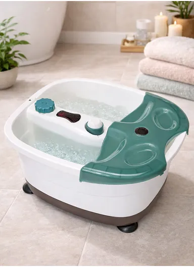 300W Multi-Functional Infrared Footbath Spa Massager with Vibration, Oxygen Bubbles &amp; Magnetic Therapy - Green