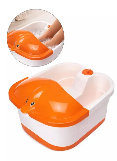 300W Multi-Functional Infrared Footbath Spa Massager with Vibration, Oxygen Bubbles &amp; Magnetic Therapy - Orange