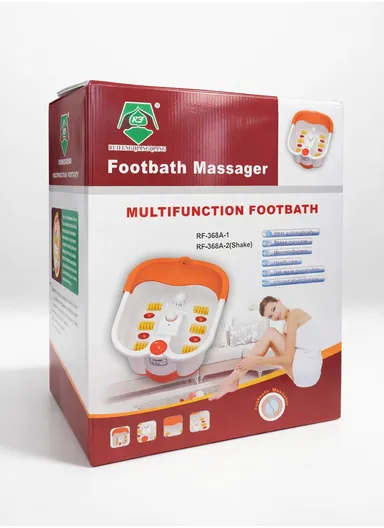 300W Multi-Functional Infrared Footbath Spa Massager with Vibration, Oxygen Bubbles &amp; Magnetic Therapy - Orange