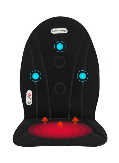 2-in-1 Electronic Heated Vibrating Massage Mat, Home &amp; Car Massage Cushion with 4 Modes, Built-in Controller &amp; Timer YC-816