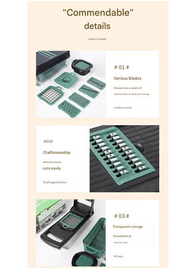 14-In-1 Multifunction Vegetable &amp; Fruit Cutter With Garlic Peeler