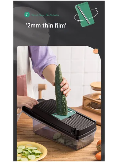 14-In-1 Multifunction Vegetable &amp; Fruit Cutter With Garlic Peeler