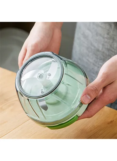 Garlic Press Mincer Vegetable Meat Grinder Hand Pull Type Chopper, Portable Food Processor - Green