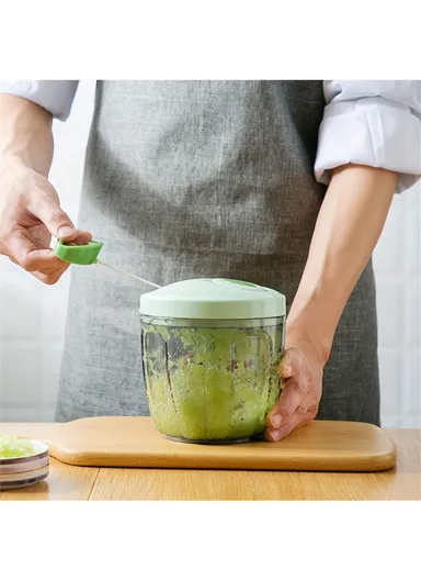 Garlic Press Mincer Vegetable Meat Grinder Hand Pull Type Chopper, Portable Food Processor - Green