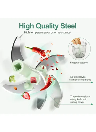 Garlic Press Mincer Vegetable Meat Grinder Hand Pull Type Chopper, Portable Food Processor - Green