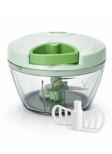 Manual Hand Pull Food Chopper, Compact Vegetable Cutter with Stainless Steel Blades MLY-816 - Green