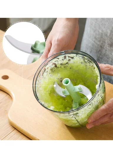 Manual Hand Pull Food Chopper, Compact Vegetable Cutter with Stainless Steel Blades MLY-816 - Green