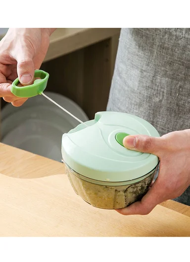 Manual Hand Pull Food Chopper, Compact Vegetable Cutter with Stainless Steel Blades MLY-816 - Green