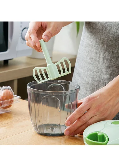 Manual Hand Pull Food Chopper, Compact Vegetable Cutter with Stainless Steel Blades MLY-816 - Green