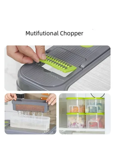 28-Pieces Multifunction Vegetable Chopper &amp; Cutting Board Set With Interchangeable Blades 