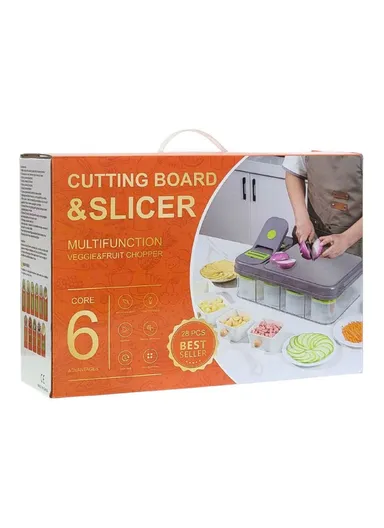 28-Pieces Multifunction Vegetable Chopper &amp; Cutting Board Set With Interchangeable Blades 