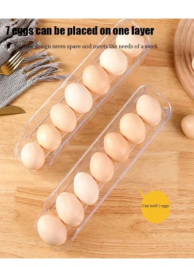 3-Tier Egg Storage Dispenser with Rolling System for Refrigerator (L31 x W8 x H16)cm