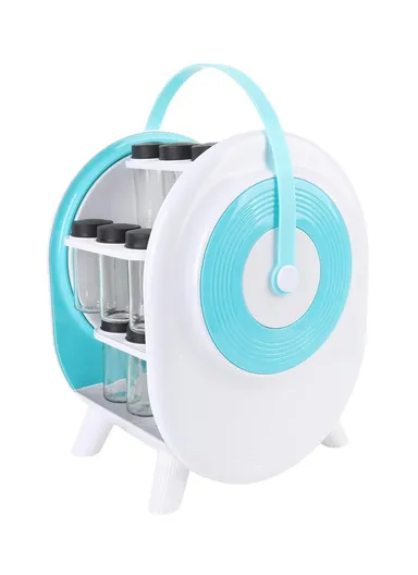 Rotating Spice Rack with 18 Glass Jars, Space-Saving Kitchen Counter Organizer with 360° Spin for Convenient Seasoning Storage