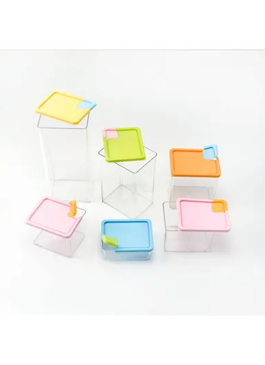 6Pcs Transparent Food Storage Canisters with Airtight Bamboo Lid