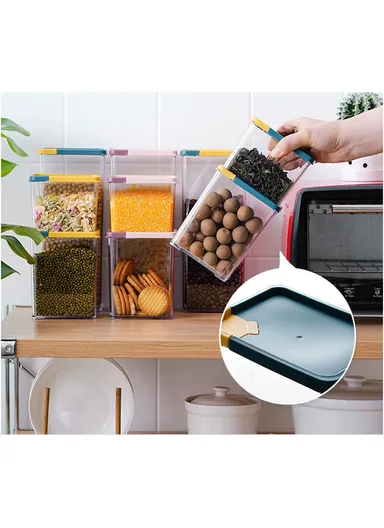 6Pcs Transparent Food Storage Canisters with Airtight Bamboo Lid