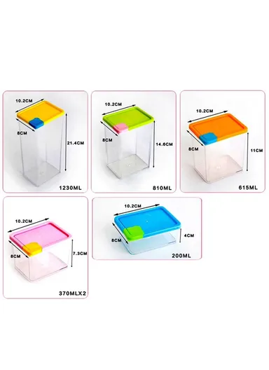 6Pcs Transparent Food Storage Canisters with Airtight Bamboo Lid