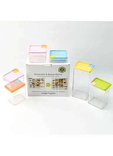 6Pcs Transparent Food Storage Canisters with Airtight Bamboo Lid