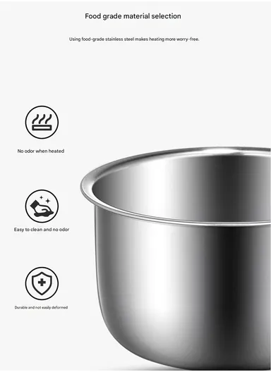 200W 2L Multifunctional Electric Cooking Lunch Box with 4 Stainless Steel Liners - Grey