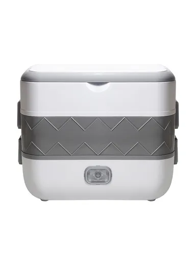200W 2L Multifunctional Electric Cooking Lunch Box with 4 Stainless Steel Liners - Grey