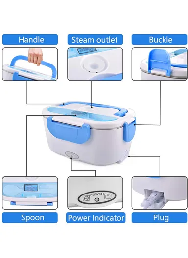 40W 1.5L Electric Lunch Box with Single-Layer Food Container &amp; Dual Heating - Red