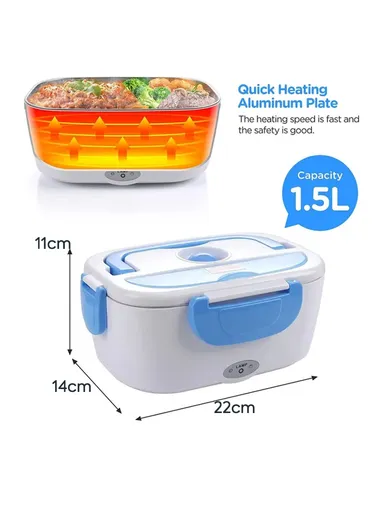 40W 1.5L Electric Lunch Box with Single-Layer Food Container &amp; Dual Heating - Red