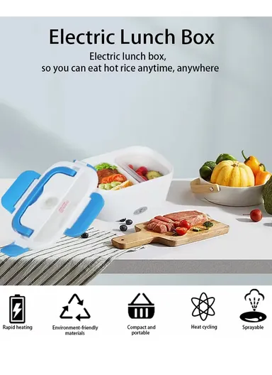 40W 1.5L Electric Lunch Box with Single-Layer Food Container &amp; Dual Heating - Red