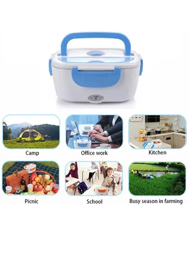 40W 1.5L Electric Lunch Box with Single-Layer Food Container &amp; Dual Heating - Red