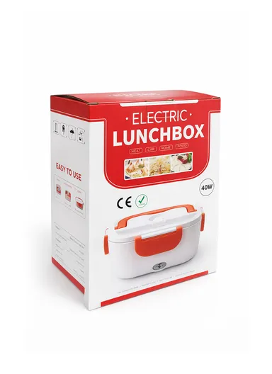 40W 1.5L Electric Lunch Box with Single-Layer Food Container &amp; Dual Heating - Red