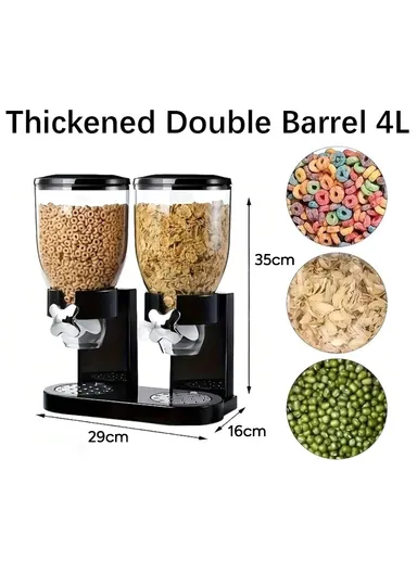 Double Cereal Dispenser, Dry Food &amp; Grain Container (L16 x W29 x H35)cm - White