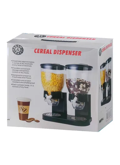 Double Cereal Dispenser, Dry Food &amp; Grain Container (L16 x W29 x H35)cm - White