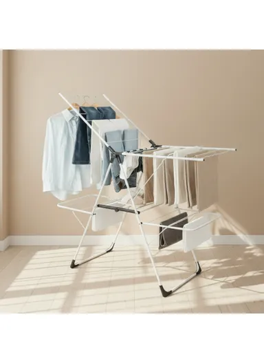 Multifunction Foldable Clothing Drying Rack 141 x 58 x 93 cm - White