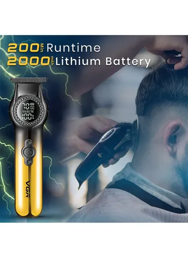 Professional Rechargeable Hair Trimmer, Cordless Hair Trimmer with LED Display &amp; Guiding Comb V-990