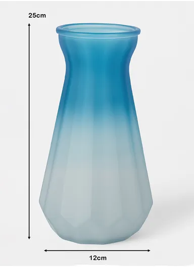 Origami Frosted Multi-Color Elegant Matte Design Flower Desk Decorative Glass Vase (D12 x H25)cm - Blue