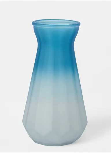 Origami Frosted Multi-Color Elegant Matte Design Flower Desk Decorative Glass Vase (D12 x H25)cm - Blue