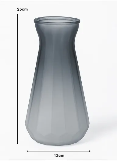 Origami Frosted Multi-Color Elegant Matte Design Flower Desk Decorative Glass Vase (D12 x H25)cm - Grey